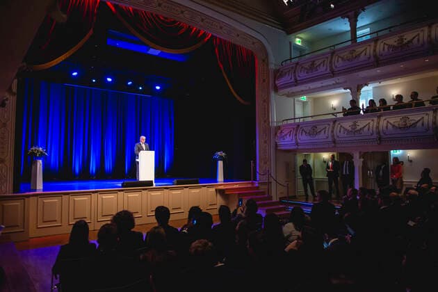 NATIONAL MODEL UNITED NATIONS KONFERENZ ERFURT 28 11 2019 - Erfurt: Bundespräsident Frank-Walter Steinmeier bei seiner Rede während der National Model United Nations Konferenz in Erfurt am 28. November 2019. _________________