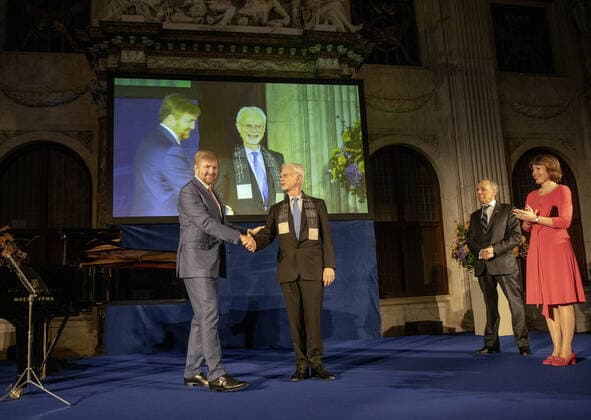 28-11-2019 Amsterdam King Willem-Alexander and Queen Maxima and Princess Beatrix and Jet de Ranitz during the Erasmus Prize award ceremony to the American composer and conductor John Adams (1947) in the Royal Palace Amsterdam. This year s theme was Composing for the current time .  Copyright: xPPEx