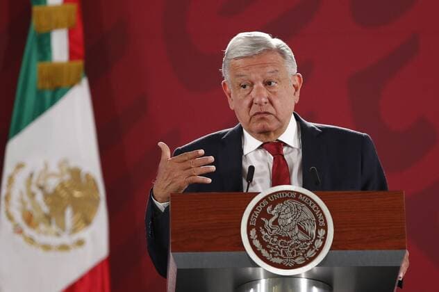 Mexican President Andres Manuel Lopez Obrador speaks during a press conference at the National Palace in Mexico City, Mexico, 3 December 2019. Lopez Obrador rejected a proposal by the United States to inspect, directly in the country, the fulfillment of the labor reform, but promoted the integration of a panel to stop controversies. He also defended the changes in education during his first year as President after bad results in the recent inform PISA 2018. Lopez Obrador press conference !ACHTUNG: NUR REDAKTIONELLE NUTZUNG!  Copyright: xJosexMendezx MEX618 20191203-637109909318448319