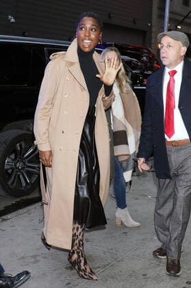 NEW YORK, NY- DECEMBER 4: Lashana Lynch at Good Morning America introducing the trailer for the new James Bond film, No Time To Die at Times Square in New York City on December 04, 2019. Copyright: xRWx