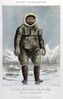John ROSS au Pole nord Esquimo: Ervick, natif de Prince Regent s bay que John ROSS a rencontre lors de son voyage au pole nord, parti a la recherche de John FRANKLIN (1786-1847) dans A Voyage of discovery for the purpose of exploring the Baffin s bay and inquiring into the probability of a north-west passage par John ROSS (1777-1856). Credit: Collection Grob KHARBINE-TAPABOR. *** John ROSS at the North Pole Esquimo Ervick, native of Prince Regent s bay that John ROSS met on his trip to the North Pole, searching for John FRANKLIN 1786 1847 in A Voyage of discovery for the purpose of exploring the Baffin s bay and inquiring into the probability of a north west passage by John ROSS 1777 1856 Credit Collection Grob KHARBINE TAPABOR  KH36247