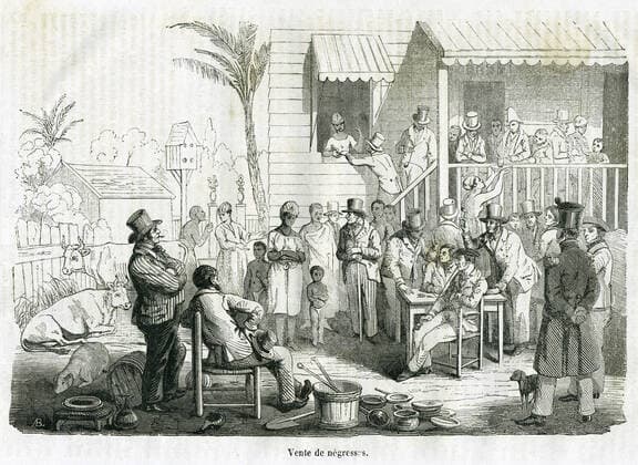 IMAGO History, Ende des afrikanischen Sklavenhandels und die Abschaffung der Sklaverei: 1807-1888 ESCLAVAGE Vente de negresses . Gravure d apres l illustration de BENOIT pour son article sur le Surinam paru dans le Musee des Familles en 1842. Credit : Collection Jonas KHARBINE-TAPABOR. *** SLAVAGE Sale of negresses Engraving after the illustration of BENOIT for his article on Suriname published in the Musee des Familles in 1842 Credit Collection Jonas KHARBINE TAPABOR  KH65684