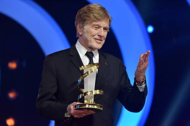 (191207) -- MARRAKECH, Dec. 7, 2019 -- Robert Redford poses after receiving a career tribute at the 18th Marrakech International Film Festival in Marrakech, Morocco, Dec. 6, 2019. The 18th edition of Morocco s Marrakech International Film Festival kicked off on Friday evening with presence of movie stars from different countries. A total of 14 films will compete in the official competition of this edition of the festival, which will pay tribute to the U.S. actor Robert Redford. (Photo by Chadi Xinhua) MOROCCO-MARRAKECH-FILM FESTIVAL-TRIBUTE-ROBERT REDFORD ChenxBinjie 