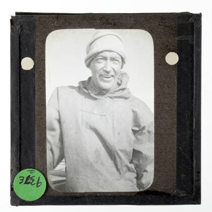 Lantern Slide - Portrait of Lincoln Ellsworth, Ellsworth Relief Expedition, Antarctica, 1935-1936, Lantern slide of Lincoln Ellsworth, Antarctica. One of 328 images in various formats including artworks, photographs, glass negatives and lantern slides.  Copyright Artokoloro LC190917_105659