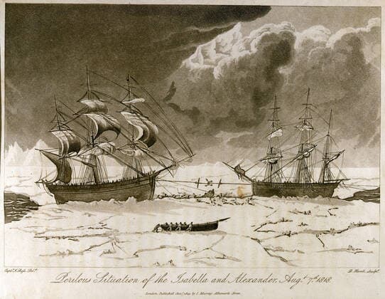 ESQUIMAUX Perillous situation of the Isabella and Alexander (07 08 1818) : bateaux pris dans la glace. Illustration tiree de l ouvrage de John ROSS (1777-1856) Voyage of discovery... , publie en 1819 (19eme, XIXe, 19e s.). Ouvrage conserve aux Archives et Bibliotheque de la Marine, a Vincennes. Credit : collection JEAN VIGNE Kharbine-Tapabor. *** ESQUIMAUX Perillous situation of the Isabella and Alexander 07 08 1818 boats caught in the ice Illustration from John ROSS 1777 1856 Voyage of discovery, published in 1819 19th, 19th, 19th s Book kept at the Archives and Library of the Navy, in Vincennes Credit collection JEAN VIGNE Kharbine Tapabor  KH120455
