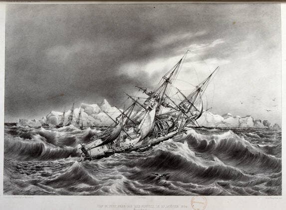 Voyage DUMONT d URVILLE Voyages de DUMONT D URVILLE: Coup de vent pers des iles Powell, parages antartiques, 27 01 1838. Voyages au Pole Sud et en Oceanie, de 1837 a 1840. edition de 1846. Lithographie par L. Le Breton. Voyages geographiques et explorations au 19eme siecle, XIXe s. Ouvrage conserve a la bibliotheque de versailles. Credit Collection JEAN VIGNE KHARBINE TAPABOR *** Voyage DUMONT d URVILLE Voyages de DUMONT d URVILLE Voyages de DUMONT d URVILLE Gust of wind pers from the Powell Islands, Antarctic region, 27 01 1838 Voyages au Pole Sud et en Oceanie, de 1837 a 1840 edition de 1846 Lithographie par L Le Breton Voyages géographiques et explorations au 19eme siecle, XIXe s Ouvrage conserve a la bibliothèque de versailles Credit Collection JEAN VIGNE KHARBINE TAPABOR  KH123470