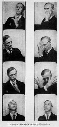 ERNST Max Le peintre Max ERNST (1891-1976) vu par le photomaton . Photographies in. Variete du 15 01 1929. Credit : Collection KHARBINE-TAPABOR.