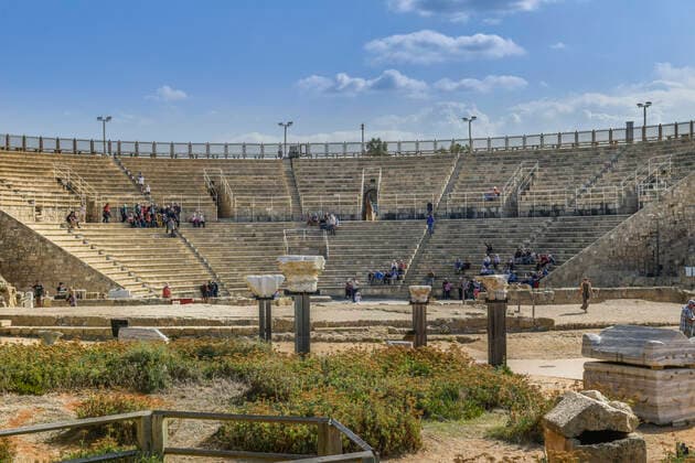 Amphitheater, Ausgrabungsstätte Caesarea, Israel *** Amphitheatre, Caesarea excavation site, Israel