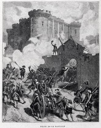 Revolution francaise Prise de la Bastille . Illustration de l ouvrage Histoire de la revolution francaise par MICHELET, publie en 1875. Credit : Collection Grob KHARBINE-TAPABOR.