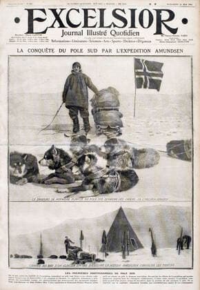 AMUNDSEN La conquete du pole sud par l explorateur Roald ADMUNDSEN (1872-1928) . Une de l Excelsior de 1912. Credit : Coll. Dixmier KHARBINE-TAPABOR. *** AMUNDSEN The conquest of the south pole by the explorer Roald ADMUNDSEN 1872 1928 One of the Excelsior of 1912 Credit Coll Dixmier KHARBINE TAPABOR  KH87674