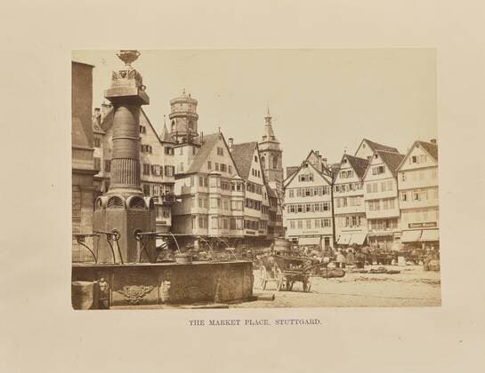 The Market Place, Stuttgard, Francis Frith (English, 1822 - 1898), Stuttgart, Germany, about 1864, Tinted albumen silver print, 11.9 x 16.7 cm (4 11 16 x 6 9 16 in.)  Copyright Artokoloro LCD3_191706_19623