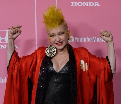 Singer Cyndi Lauper arrives for the 14th annual Billboard Women in Music event at the Hollywood Palladium in Los Angeles on Thursday, December 12, 2019. Taylor Swift became the first-ever recipient of Billboard s Woman of the Decade Award. Alanis Morissette, Nicki Minaj, Brandi Carlile and Roc Nation chief operating officer Desiree Perez were also honored at the gathering.  LAP2019121212 JIMxRUYMEN
