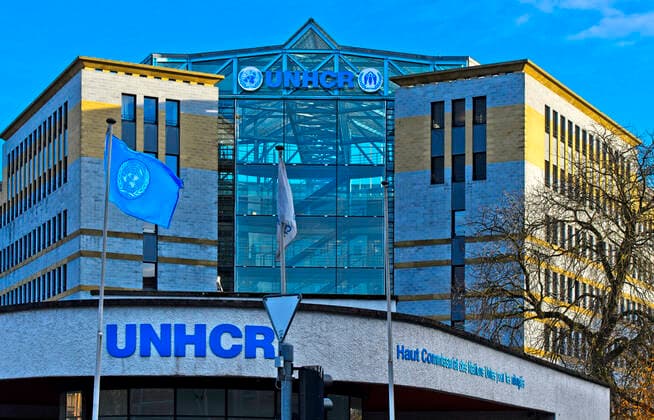 Sitz des Hohen Flüchtlingskommissars der Vereinten Nationen (UNHCR), auch UNO Flüchtlingshilfswerk, Genf, Schweiz