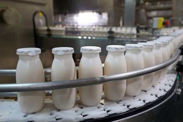 MOSCOW REGION, RUSSIA - DECEMBER 12, 2019: A packaging department at the Danone dairy production plant in the town of Chekhov. The plant, opened in 2000, is one of the biggest Danone plant in the world. Stanislav Krasilnikov TASS  TS0C7623