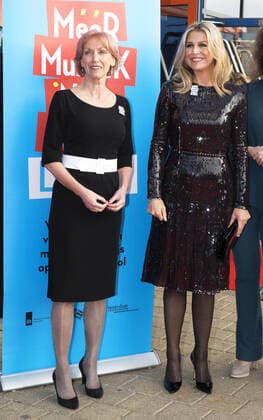 18-12-2019 Queen Máxima, as honorary chairman of the More Music in Classroom platform (platform Méér Muziek in de Klas), during the recordings of the Christmas Music Gala 2019 in de IJsselhallen in Zwolle. The gala contains performances by the Greatest School Band of the Netherlands with children from all provinces.  Copyright: xPPEx