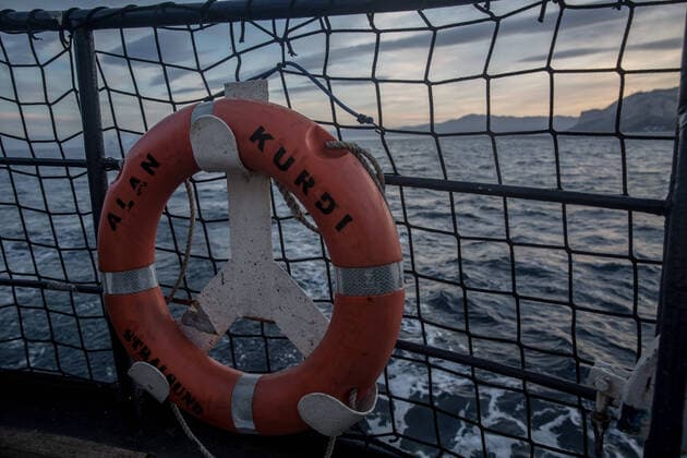 December 21, 2019, Palermo, Italy: View of a life-ring on the Alan Kurdi rescue ship during the rescue simulation on the Port of Palermo..Sea-Eye s Alan Kurdi rescue ship patrols off the Libyan coast in an attempt to save lives at the sea. More than 19,000 refugees and migrants have died since 2014 trying to cross the Mediterranean. Palermo Italy - ZUMAs197 20191221_zab_s197_122 Copyright: xSallyxHaydenx