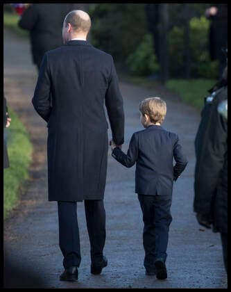 . 25 12 2019. Sandringham, United Kingdom. Duke of Cambridge and Prince George leaving the Christmas Day church service at Sandringham in Norfolk, United Kingdom.  xStephenxLockx xi-Imagesx IIM-20597-0067