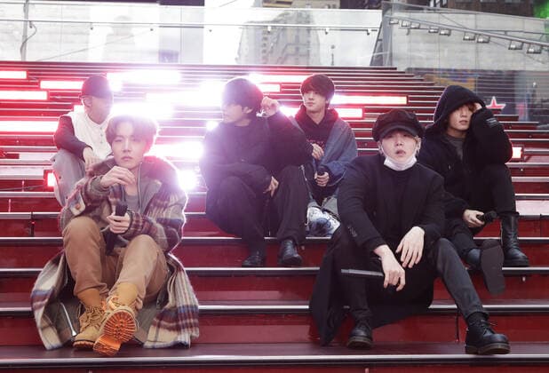K-pop band BTS have a sound check and rehearsal before their performance on New Year s Eve in Times Square in New York City on Tuesday, December 31, 2019. An estimated one million revelers stood in Times Square on New Year s Eve and over one billion watched throughout the world waiting for the traditional Waterford Crystal ball to drop brining in 2020.  NYP20191231105 JOHNxANGELILLO