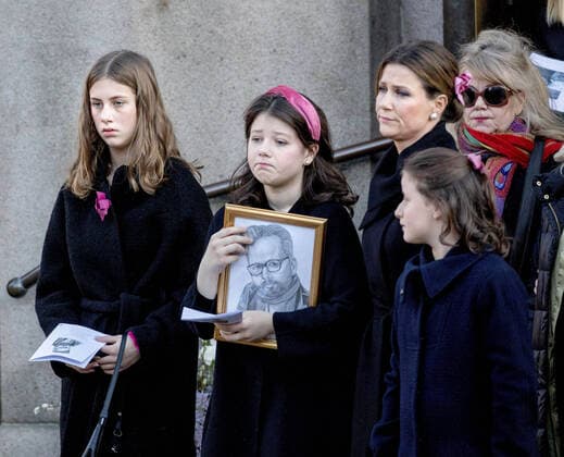 03-01-2020 Norwegian royal family leaving the funeral of Ari Behn, the former husband of Princess Märtha Louise, at the Oslo Cathedral in Norway. Princess Martha Louise of Norway Maud and Leah and Emma  Copyright: xPPEx