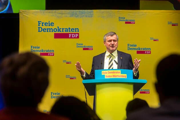 DEU, Deutschland, Fellbach (Rems-Murr-Kreis), 05.01.2020: 120. Landesparteitag der FDP (Freie Demokratische Partei Landesverband Baden-Württemberg) in Fellbach bei Stuttgart. Dr. Hans-Ulrich Rülke (MdL, Vorsitzender der FDP DVP-Landtagsfraktion Ba-Wü.). *** DEU, Germany, Fellbach Rems Murr Kreis , 05 01 2020 120 State Party Conference of the FDP Free Democratic Party State Association of Baden Württemberg in Fellbach near Stuttgart Dr Hans Ulrich Rülke MdL, Chairman of the FDP DVP State Parliamentary Group Ba Wü