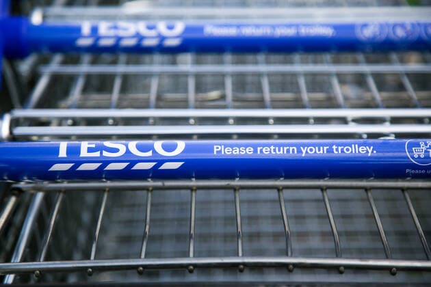 January 6, 2020, London, United Kingdom: A view of Tesco trolleys outside a Tesco Extra store in north London. .Thursday 9 Jan 2020 Tesco plc will publish its third quarter and Christmas trading statement. London United Kingdom - ZUMAs197 20200106_zab_s197_038 Copyright: xDinendraxHariax