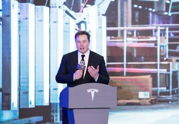 (200107) -- SHANGHAI, Jan. 7, 2020 -- Tesla CEO Elon Musk speaks at a delivery ceremony for Tesla China-made Model 3 in Shanghai, east China, Jan. 7, 2020. U.S. electric carmaker Tesla officially launched its China-made Model Y program in its Shanghai gigafactory Tuesday, one year after the company broke ground on its first overseas plant. The first batch of China-produced Model 3 sedans was also delivered to its non-employee customers at an opening ceremony for the program. ) CHINA-SHANGHAI-TESLA-GIGAFACTORY-MODEL Y (CN) DingxTing 
