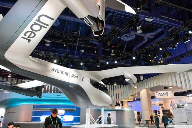 LAS VEGAS, NV - January 8 : Hyundai and Uber display their Aerial Ride-sharing Electric Air Taxi at CES 2020 at the Las Vegas Convention Center, North Hall in Las Vegas, Nevada on January 8, 2020. Copyright: xDamairsxCarterx