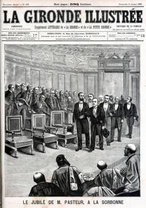 Louis PASTEUR Le jubile de Louis PASTEUR (1822-1895) (au bras du president de la Republique Sadi CARNOT (1837-1894) a la Sorbonne. Illustration de P. MEJANEL pour La Gironde illustree du 8 janvier 1893. Credit : Collection Dixmier Kharbine-Tapabor. *** Louis PASTEUR The jubilee of Louis PASTEUR 1822 1895 on the arm of the President of the Republic Sadi CARNOT 1837 1894 at the Sorbonne Illustration by P MEJANEL for La Gironde illustrated January 8, 1893 Credit Collection Dixmier Kharbine Tapabor  KH216102