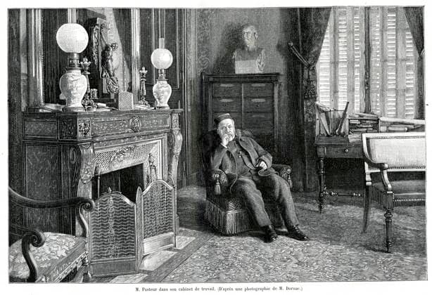 Louis PASTEUR M. Louis PASTEUR (1822-1895) dans son cabinet de travail. Illustration d apres une photographie de DORNAC pour La Nature du 13 fevrier 1892. Credit : Collection KHARBINE-TAPABOR. *** Louis PASTEUR M Louis PASTEUR 1822 1895 in his study Illustration d aprés une photographie de DORNAC pour La Nature du 13 fevrier 1892 Credit Collection KHARBINE TAPABOR  KH247707