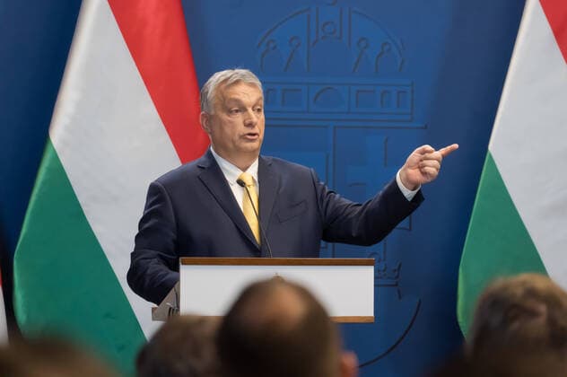 (200109) -- BUDAPEST, Jan. 9, 2020 -- Hungarian Prime Minister Viktor Orban speaks at his annual international press conference in Budapest, Hungary, on Jan. 9, 2020. Viktor Orban praised his government s policy of opening to the east and tackled hot international topics during his annual international press conference on Thursday. (Photo by Xinhua) HUNGARY-BUDAPEST-PM-PRESS CONFERENCE AttilaxVolgyi 