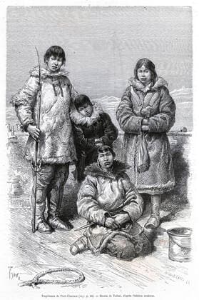 POLE NORD Esquimaux de Port-Clarence. Illustration de Oswaldo TOFANI (1849-1915) pour Voyage de la Vega autour de l Asie et de l Europe par Adolf Erik NORDENSKIOLD (1832-1901) repris dans Le Tour du Monde de 1883. Credit : Collection Kharbine-Tapabor *** POLE NORDER Eskimos of Port Clarence Illustration by Oswaldo TOFANI 1849 1915 for Voyage de la Vega around Asia and Europe by Adolf Erik NORDENSKIOLD 1832 1901 included in Le Tour du Monde de 1883 Credit Collection Kharbine Tapabor  KH254193