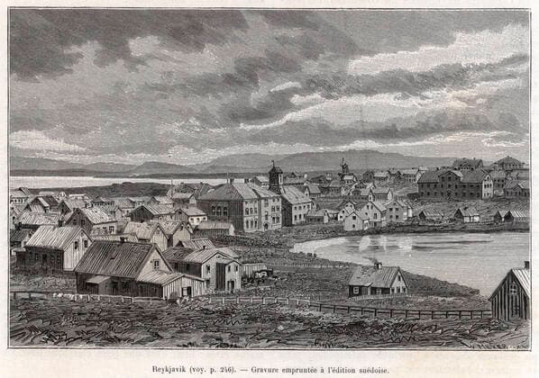POLE NORD Reykjavik. Illustration anonyme pour la nouvelle expedition du professeur NORDENSKIOLD (1832-1901) repris dans Le Tour du Monde de 1886. Credit : Collection Kharbine-Tapabor. *** POLE NORDER Reykjavik Anonymous illustration for the new expedition of Professor NORDENSKIOLD 1832 1901 included in Le Tour du Monde de 1886 Credit Collection Kharbine Tapabor  KH254527