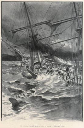 EXPEDITION DE GERLACHE La Belgica echouee dans le canal de Beagle. Illustration de Alfred PARIS (1848-1908) pour Quinze mois dans l Antartique par Adrien de GERLACHE (1866-1934) repris dans Le Tour du Monde de 1901. Credit : Collection Kharbine-Tapabor.