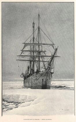 EXPEDITION DE GERLACHE Navigation dans la banquise. Illustration de BOUDIER pour Quinze mois dans l Antartique par Adrien de GERLACHE (1866-1934) repris dans Le Tour du Monde de 1901. Credit : Collection Kharbine-Tapabor.
