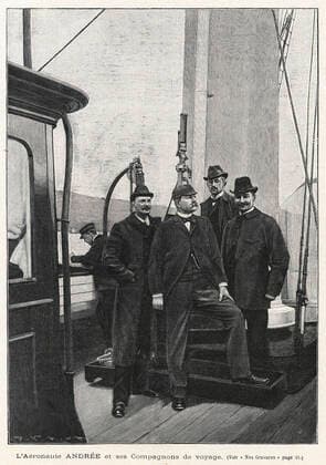 ANDREE L aeronaute ANDREE (1854-1897) et ses compagnons de voyage. Illustration anonyme pour L Illustre Soleil du Dimanche du 9 janvier 1898. Credit : Collection Kharbine-Tapabor.