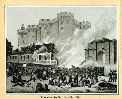 LA BASTILLE Prise de la Bastille le 14 juillet 1789. Illustration de Emile BIN (1825-1897) pour Musee historique Les grandes scenes de l Histoire de France de puis 1789 jusqu a nos jours (Diorama des Buttes-Chaumont en 1889). Credit : IM Kharbine-Tapabor.