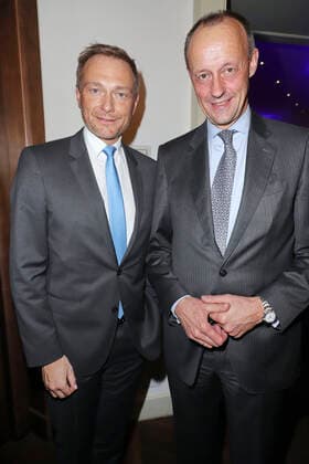 Christian Lindner und Friedrich Merz beim Blankeneser Neujahrsempfang im Hotel Süllberg. Hamburg, 09.01.2020
