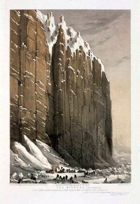 ALASKA XIXeme s. Campement de l expedition a Cap Seppings en Alaska. Illustration par Browne tiree d un album sur l expedition de James Clark Ross publie en 1850. Credit : Collection British Library KHARBINE-TAPABOR.