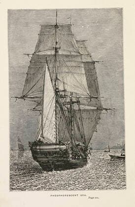 DARWIN Biographie Le HMS Beagle, bateau qui transporta Charles Darwin pour ses recherches. illustration tiree de son journal Journal of Researches into the Natural History and Geology of the Countries visited during the Voyage of H.M.S. Beagle round the World paru en 1891. Credit : Collection British Library KHARBINE-TAPABOR.