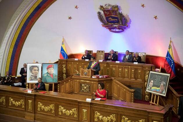 The president of Venezuela, Nicolas Maduro, offers his Annual Message of Memory and Account at the Federal Legislative Palace, in Caracas, Venezuela, 14 January 2020. Maduro asked the National Electoral Council (CNE) to invite the European Union (EU) and the United Nations (UN) to observe the legislative elections planned for this year, although not yet dated, but not to the Organization of American States (OAS). That the European Union, the UN Secretary General, the African Union and all organizations be invited extensively to come and see how the people of Venezuela, a free people, elect their new Assembly National (AN, Parliament), Maduro said during the presentation of his 2019 balance. Maduro invites EU and UN to observe legislative elections but not the OAS !ACHTUNG: NUR REDAKTIONELLE NUTZUNG!  Copyright: xRaynerxPenax JJPANA9589 20200114-637146254035263018