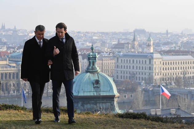 News Bilder des Tages Czech Prime Minister Andrej Babis, left, meets with Austrian Chancellor Sebastian Kurz, right, on January 16, 2020, in Prague, Czech Republic. (CTKxPhoto MichalxKrumphanzl) CTKPhotoP202001160665701 kmt 1