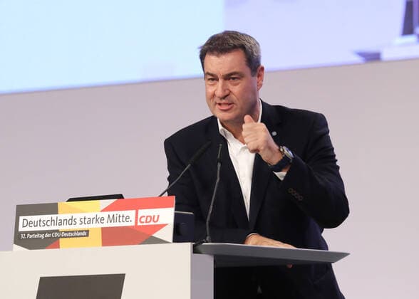 CDU Parteitag in Leipzig Bayerischer Ministerpräsident Markus Söder, Leipzig Sachsen Deutschalnd Messehalle