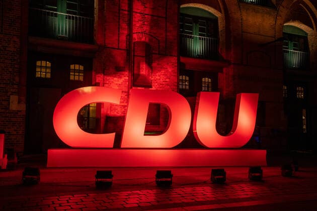 Klausurtagung des Bundesvorstands der CDU Deutschlands in Hamburg 17. bis 18. Februar 2020 - Logo vor dem Veranstaltungsort;Klausurtagung des Bundesvorstands der CDU Deutschlands in Hamburg 17. bis 18. Februar 2020 -, Hamburg Hamburg Deutschland Internationales Maritimes Museum