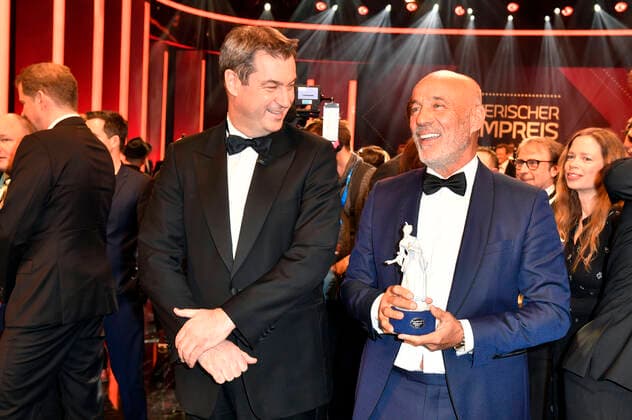 Markus Söder und Heiner Lauterbach bei der Verleihung des 41. Bayerischen Filmpreises 2019 im Prinzregententheater. München, 17.01.2020