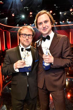Bjarne Mädel und Lars Eidinger bei der Verleihung des 41. Bayerischen Filmpreises 2019 im Prinzregententheater. München, 17.01.2020