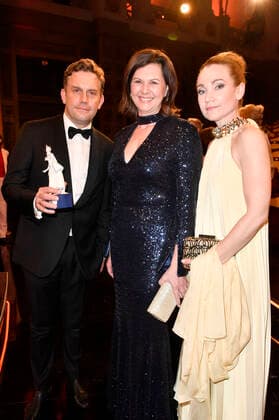 Sebastian Bezzel, Ilse Aigner und Lisa Maria Potthoff bei der Verleihung des 41. Bayerischen Filmpreises 2019 im Prinzregententheater. München, 17.01.2020
