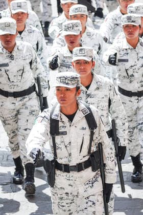 January 21, 2020, San Miguel De Allende, Guanajuato, Mexico: Members of the Mexican National Guards march in a parade to celebrate the 251st birthday of the Mexican Independence hero Ignacio Allende January 21, 2020 in San Miguel de Allende, Guanajuato, Mexico. Allende, from a wealthy family in San Miguel played a major role in the independency war against Spain in 1810 and later honored by his home city by adding his name. San Miguel De Allende Mexico - ZUMAe02_ 20200121_zaf_e02_014 Copyright: xRichardxEllisx