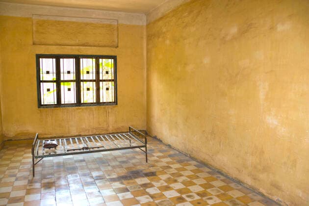 Khmer Rouge Torture Room This is the actual room and the bed where many Cambodians were tortured and murdered by the Khmer Rouge. Formerly a school, converted into what was known as the notorious Security Prison 21 (S-21). About 17,000 people were interned here and only 12 survived. Now part of the Tuol Sleng Genocide Museum and it is in the same condition as when it was found by the liberating Vietnamese forces.  Copyright: xshariffcx 1294943