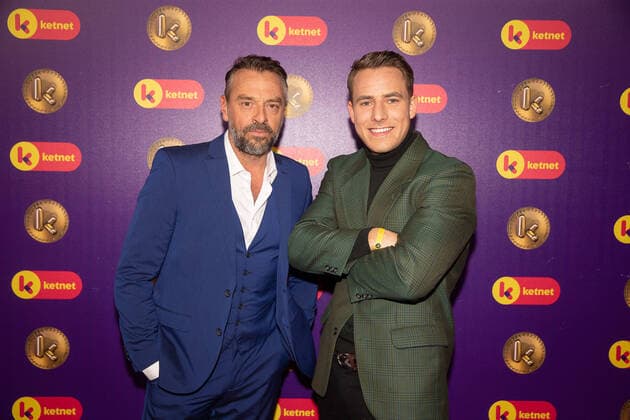 television maker Tom Waes and Zeger Van Noten pictured during the Gala van de Gouden K s award show, organized by Flemish children s television channel Ketnet, Saturday 25 January 2020 in Antwerp.  JAMESxARTHURxGEKIERE 2462601