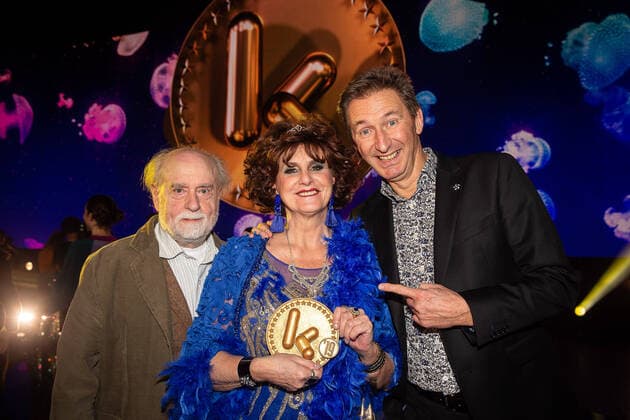 actor Tuur De Weert, actress Loes Van den Heuvel, actor Ben Rottiers and from FC De Kamioenen pictured during the Gala van de Gouden K s award show, organized by Flemish children s television channel Ketnet, Saturday 25 January 2020 in Antwerp.  JAMESxARTHURxGEKIERE 2462788